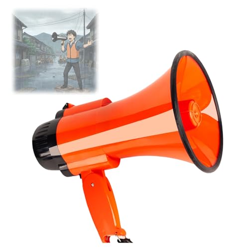 Starshine メガホン 拡声器 大音量 マイク スピーカー 業務用拡声器 手持ち型 録音 再生 機能付き スピーカー 屋外での使用に最適なハンドヘルド 音量調節 運動会 宣伝演説 集会 イベントに オフサイトの販売 学校の活動 (オレンジ色)