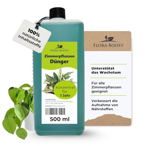 Flora Boost Zimmerpflanzen Dünger flüssig - Flüssigdünger, Universaldünger flüssig, bis zu 100 Liter Gießwasser (500 ml)
