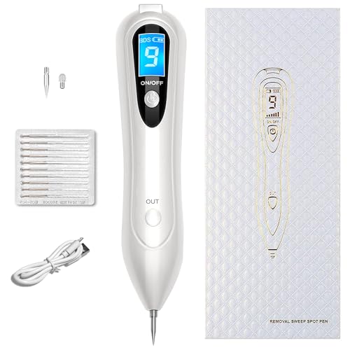 Syluxe Eliminar Verrugas, Quita Verrugas Lunares Pequeños y Manchas｜Lápiz Quitaverrugas Eléctrico 9 Niveles｜Pantalla LCD｜Seguro para Cara, Manos y Cuerpo