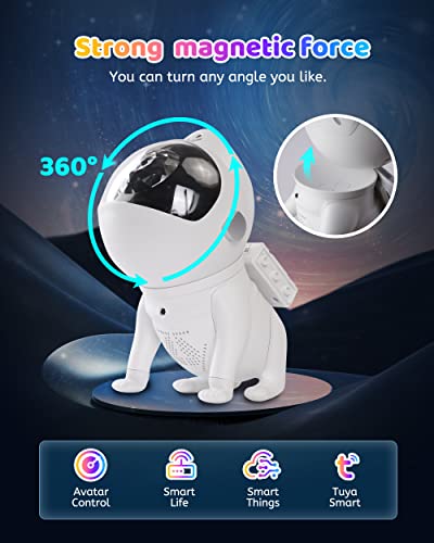 Xubialo Star Projector Space Dog,Galaxy Projector With 360°Adjustable Design,21 Color Modes,Bluetooth Music Speaker,8 White Noises,Astronaut Light Projector For Kids And Adults(White) #TOP6