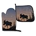 Produktbild Alvahw Moose Mountain Pine Tree Wilderness Ofenhandschuhe und Topflappen Küchenset Hitzebeständige Grill-Back-Kochhandschuhe