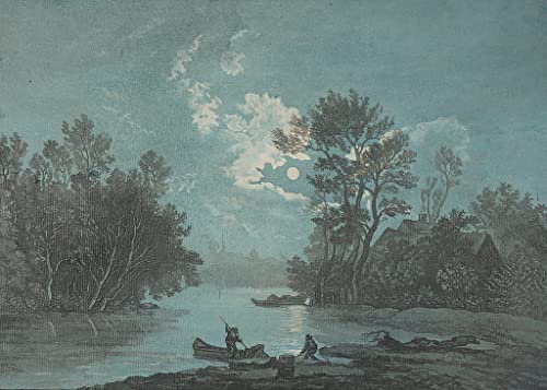 Lienzo de pescadores a la luz de la luna en alta calidad y formato 60x90cm