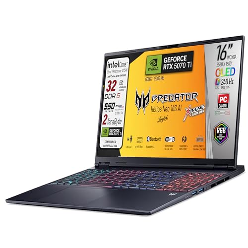 Predator Helios Neo 16s Ai, Notebook Gaming, Intel Ultra 9-275X, 24core, RAM DDR5 32Gb, SSD 2Tb (2 x 1Tb), Display 16" Oled 240Hz, DCI-P3 al 100%, Geforce RTX 5070Ti 12Gb, Win 11, Preconfigurato - Notebook - Immagine 2