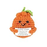 YarnJoy Positive Energy Crochet Orange Gift with Inspiring Affirmation Card Fun Emotional Support Present for Women and Men Perfect Birthday and Office Desk Decor
