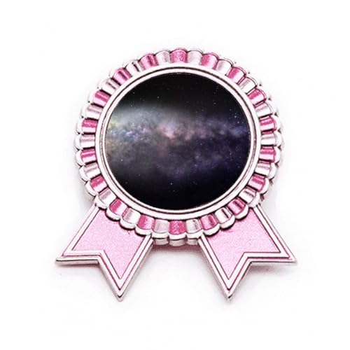 Broche elliptique nébuleuse rose en métal taille M pour veste