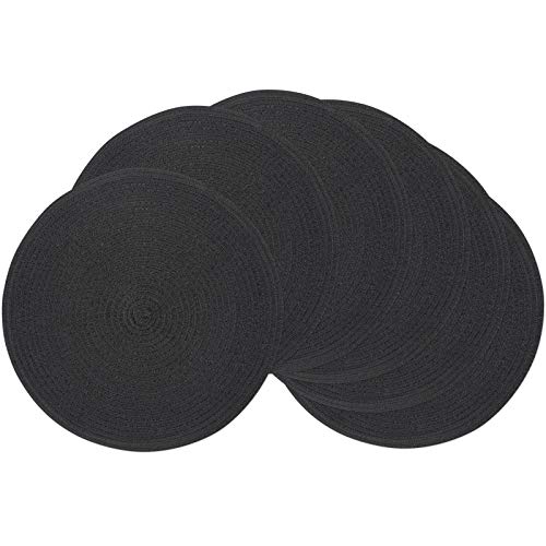 SHACOS Sets de Table Rond Tressé Lot de 6, 38cm Set de Table Lavable Résistante à la Chaleur pour Table à Manger, Cuisine