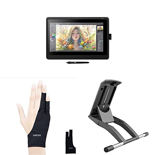 Image of Wacom Cintiq 16 Drawing Tablet with Full HD 15.4-Inch & Drawing Glove, Two-Finger Artist Glove (1 Pack) & Cintiq Adjustable Stand