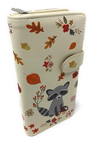 Shag Wear Raccoon Large Wallet for Women and Teen Girls Vegan Faux Leather Beige 7