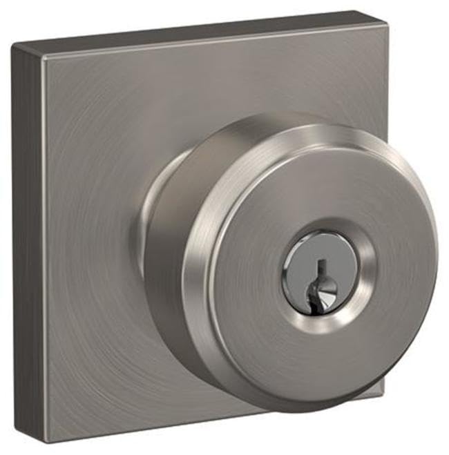 Image of SCHLAGE Bowery Keyed Entry Door Knob, Interior /Exterior, Satin Nickel