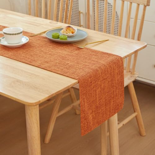 Drapeau de table décoratif orange en lin pour repas de famille