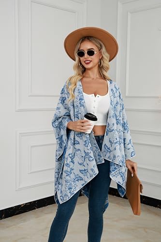 Image of Womens Rhinestones Open Front Poncho Shawl Wrap Cape Ruana Travel Blanket Cardigan