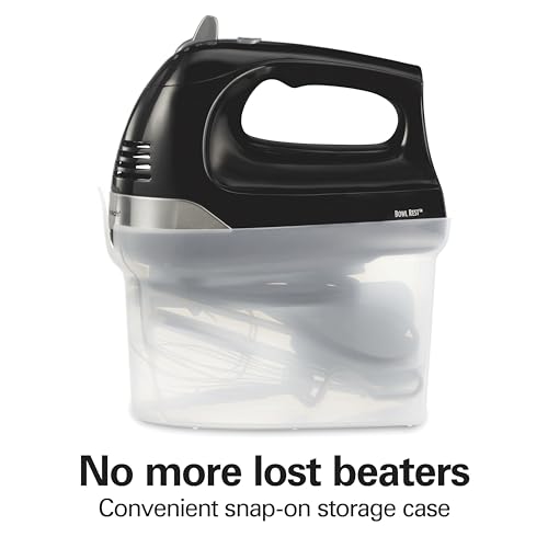 Hamilton Beach 6-Speed Electric Hand Mixer for Baking, 275W, Easy Clean Beaters, Dough Hooks, Whisk, Snap-On Storage Case, Black (62639C) by Hamilton Beach - Image 3