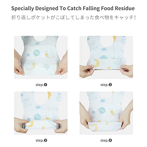 Poksun Baby And Infant Disposable Travel Bibs - Soft, Leakproof, For Toddlers Babies, Feeding, Traveling, (60Pcs) Snail #TOP3