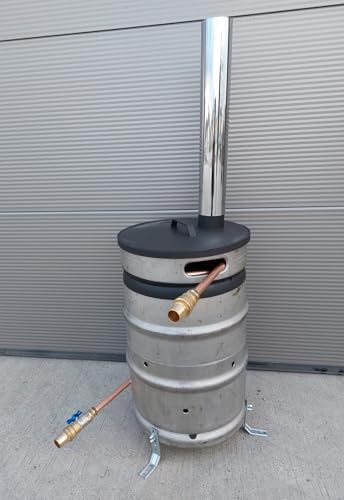 Poolheizung EDELSTAHL Feuertonne mit Spirale Kupferrohr 18x1mm...