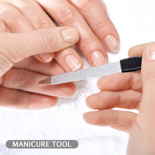 FTONOM5 4pcs Metal Nail Files for Natural Nails Pro Stainless Steel Double Sided Sapphire Grit Accessories Files Tool for Home Salon Shaping Styling Gel and Acrylic Nails - Image 4