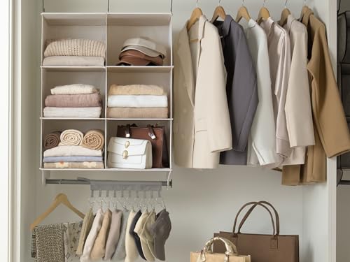 StorageWorks Hanging Closet Organizer with Rod, 6 Sections, 3 Tiers, White by StorageWorks - Used condition - Image 3