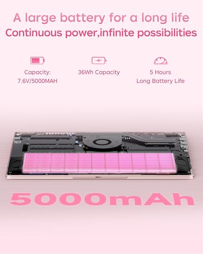 Image of 2026 Pink Laptop, Pentium Gold 6500Y Processor(Up to 3.4 GHz),12GB RAM 128GB SSD,15.6 Inch FHD IPS Display, 5000mAh Battery,Type-C,Portable Laptops Computer for Business Office