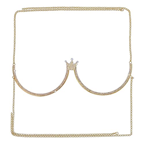 Cadena de pecho con corona brillante en aleación elegante para mujer