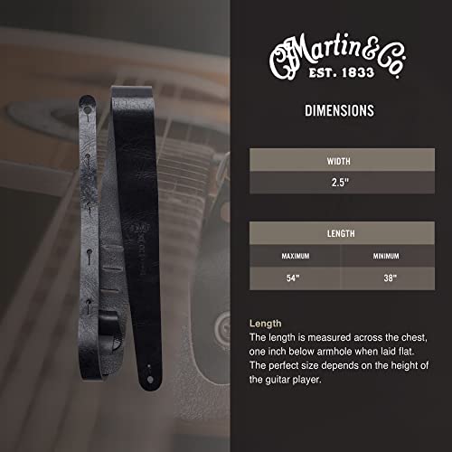 C. F. Martin 18A0064 2 1/8" Leather Strap With Logo, Black #TOP2