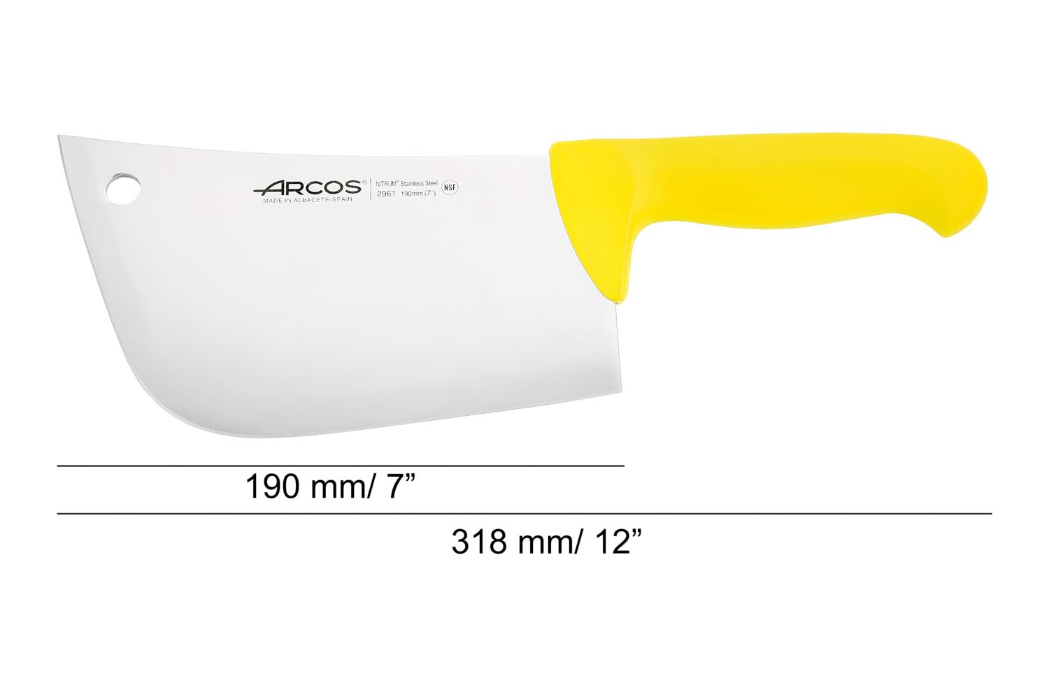 Arcos Couteau à Viande en Acier Inoxydable Nitrum 190 mm – Couteau de Boucher Professionnel avec Poignée Ergonomique en Polypropylène – Jaune, Série 2900