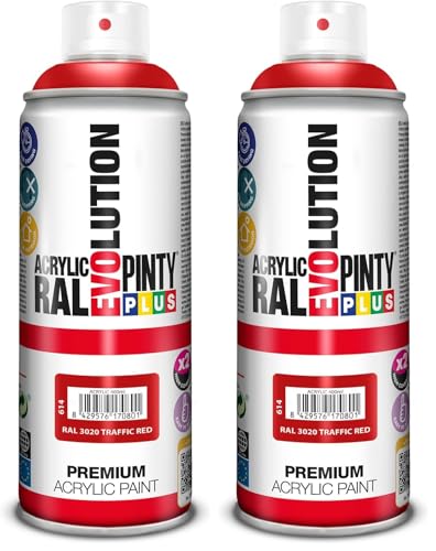 PINTYPLUS PINTURA EN SPRAY EVOLUTION 520CC RAL 3020 ROJO TRÁFICO (Paquete de 2)