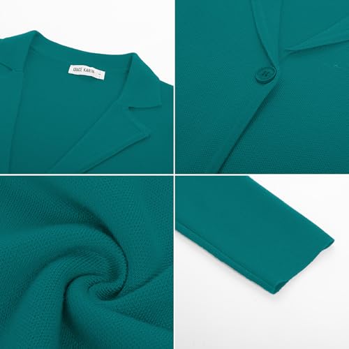 Image of GRACE KARIN Women Sweater Blazer Casual Work Croppped Cardigan Lightweight Button Front Short Knit Blazer Jacket S-XXL