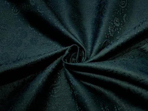 Tissu brocart de soie jacquard cachemire vert bouteille BRO1109 marron