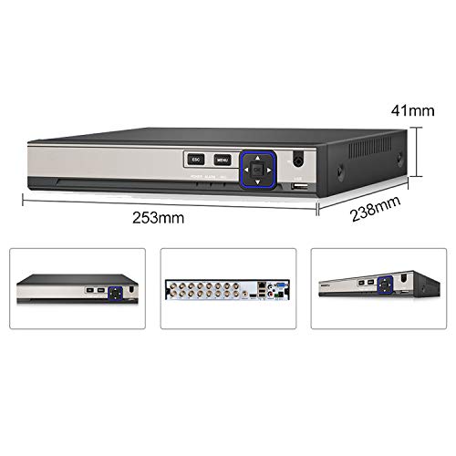 Xenocam 16CH 5M-N/1080N Full High Definition Hybrid AHD/TVI/CVI/Analog/IP DVR H.265 CCTV Video Recorder P2P Remote Phone Monitoring für Home Security Surveillance System Kamera (Keine HDD)