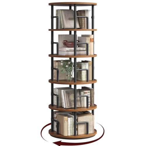 Image of MAHANCRIS Rotating Bookshelf, Spinning Bookshelf, 360° Revolving Bookcase