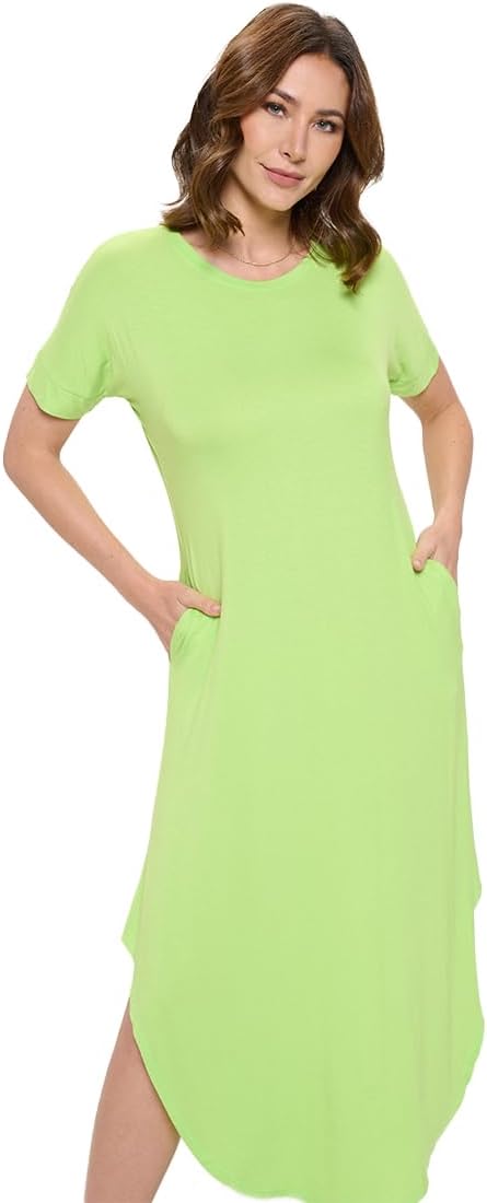 Women's Short Sleeve Maxi T-Shirt Dress, Casual Cute Loose Swing Tunic Dress, Trendy Spring Summer 2024