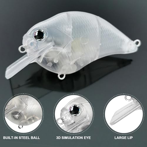Ghanneey 20pcs Unpainted Blanks Crankbaits Fishing Blank Hard Lures Kit Fishing Topwater Baits Fishing Lures DIY Making Kit for Saltwater Freshwater by Ghanneey - Image 4