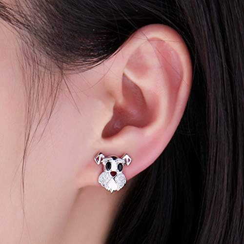 JewelryPalace Schnauzer Terrier Dog Puppy Pet Lover Genuine Black Spinel Stud Earrings 925 Sterling Silver
