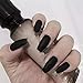 Umillars 24pcs Pure Color Coffin Nails Matte False Gel Nails Art Tips Sets Full Cover Medium False Nails for Ballerina Cosplay Office Lady (Black)…