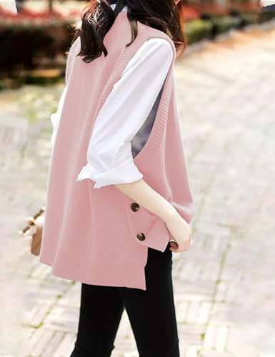 Image of HangNiFang Women's Round Neck Sleeveless Pullover Ribbed Knit Sweater Vest