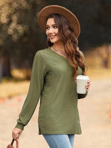 Image of Bulotus Womens Turtleneck Sweaters Ribbed Knit Split Cowl Neck Tunic Sweaters
