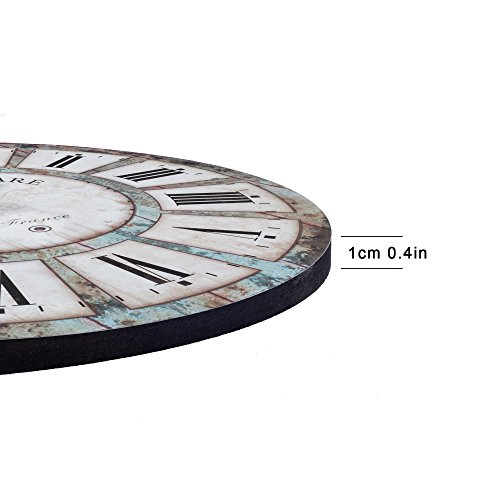 Ki Store Silent Wall Clocks Decorative For Living Room Bathroom Kitchen Decor 12-Inch Blue Beach Coastal Clocks Round #TOP3