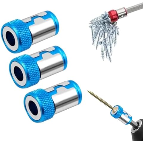 Upgrade Screwdriver Head Magnetic Ring, Universal Magnetizer Screw Removable for Hex Screwdriver and Power Bits, Magnetic Screw Ring Bit Magnetizer Ring Metal Magnetizer Screw (3, Blue) Cover