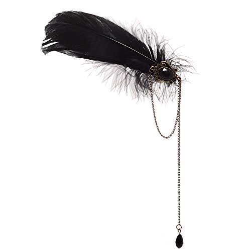 GRACEART Fermaglio per capelli Steampunk Gear con piume (nero), taglia: taglia unica