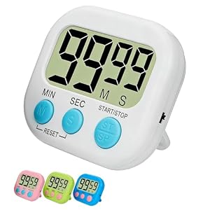 Eastrise Digital Kitchen Timer with Magnetic Stand & 6 Color Options – 3 Modes (Count Up/Down/Clock), Loud Alarm, Portable Design for Cooking, Exercise, Study (AAA Battery Powered)-White