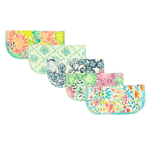 2 Ply Printed Flannel 8x8 Inches Set of 5 Little Wipes Flower Splash- Proudly Made in the USA!