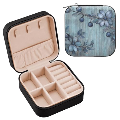 livre Cgiub Blueberry Boîte à bijoux pour femmes et filles 10 x 10 x 5 cm portable en cuir synthétique