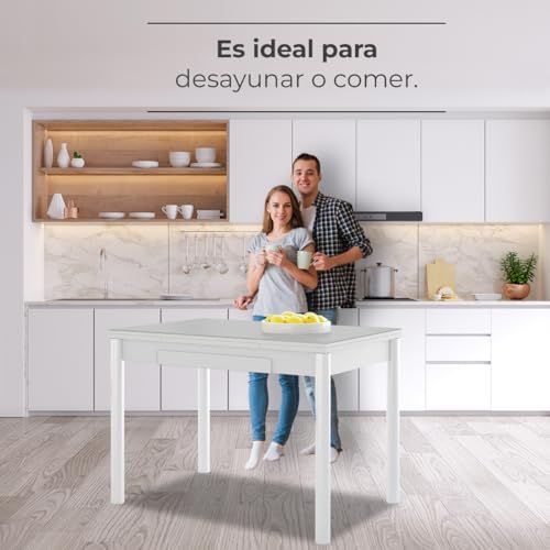 Table extensible ASTIMESA en plateau stratifié gris et structure blanche - 5