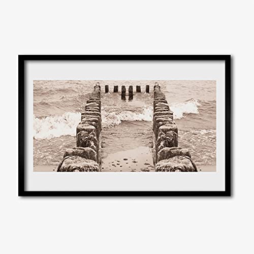 Affiche avec cadre salon et chambre ocean beach tulup 60x40 cm