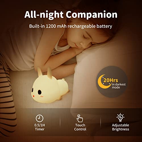 Qrbsi Cute Night Light, Bunny Night Light With 7 Colors & Dimming Function, Bunny Lamp Baby Night Light With Timer & Remote, Cute Room Decor Gifts For Teen Girls, Baby, Children, Toddlers #TOP6