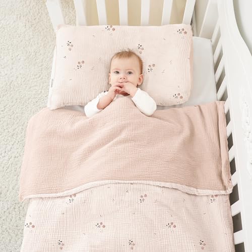 Susurration Musselin Kinderbettwäsche 100x135 Kissenbezug 40x60 cm aus Leicht und Komfortabel Bettwäsche Set für Baby Kinder(Orangenblüte)