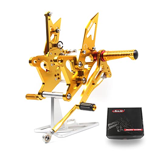 Rearsets Ninja ZX6R 2005-2006 en aluminium CNC or pour une finition haute performance