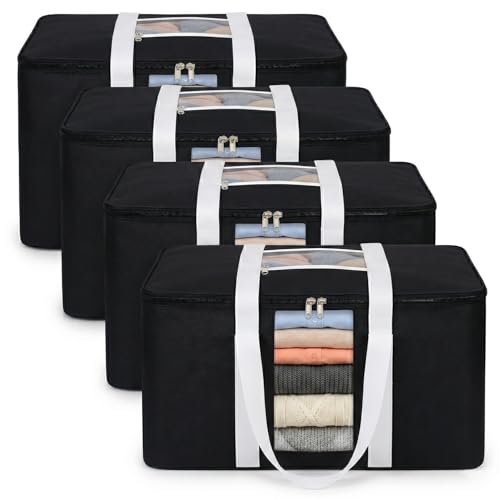 Image of EASY HOME 70 litre Storage Bags for Clothes Large | Cloth Storage Organizer with Zip Closure | Wardrobe Bag for Sarees, Quilts & Blankets | Moisture Proof Nylon Cover Bag (54x46x28 cm)
