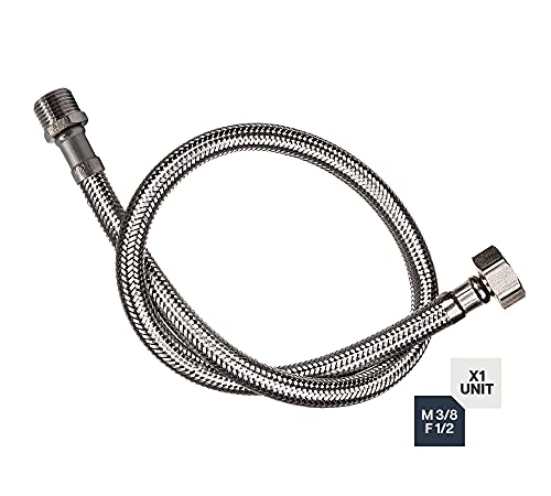 DOJA Industrial | Flexschlauch | AG 3/8- IG 1/2 | 40 CM Länge | Edelstahl Panzerschlauch fuer Wasserhahn, Waschbecken, Hahn, Bad, Kueche | Flex Schlauch Armatur | Anschlussschlauch/Verlaengerung