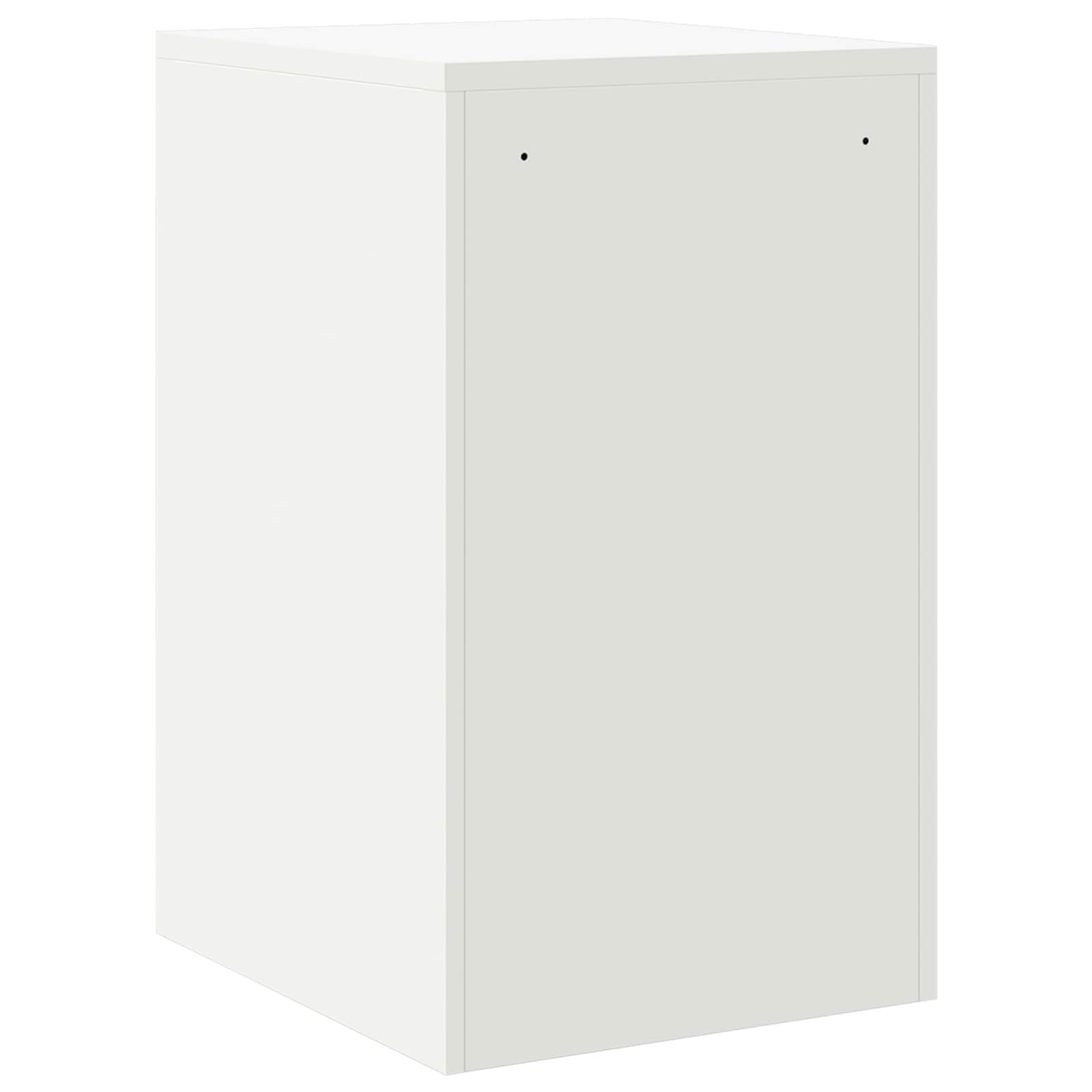 Aktenschrank Weiß aus robustem kaltgewalztem Stahl 44 x 50 x 74,5 cm mit 2 ausziehbaren Regalen und Nockenschlössern für Büroorganisation