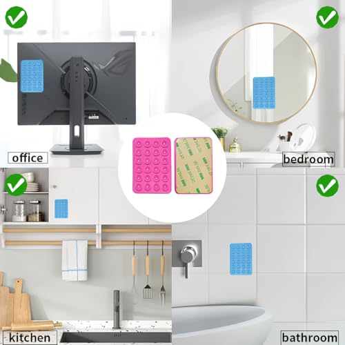 Image of skysia Suction Phone Case - Anti-Slip Silicone Sticky Mount Pad for Hands-Free Grip | Works on Mirror, Shower, Dashboard | Multipurpose Mobile Holder for Selfies & Videos Multicolor ((Pack-1) BLK)